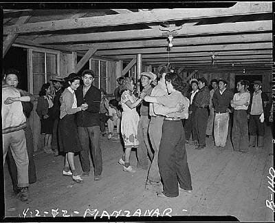 Youth dancing, Manzanar, 1942
