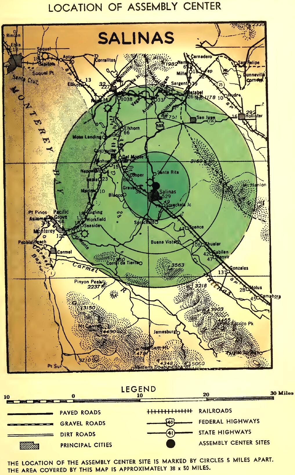 LOCATION OF SALINAS ASSEMBLY CENTER